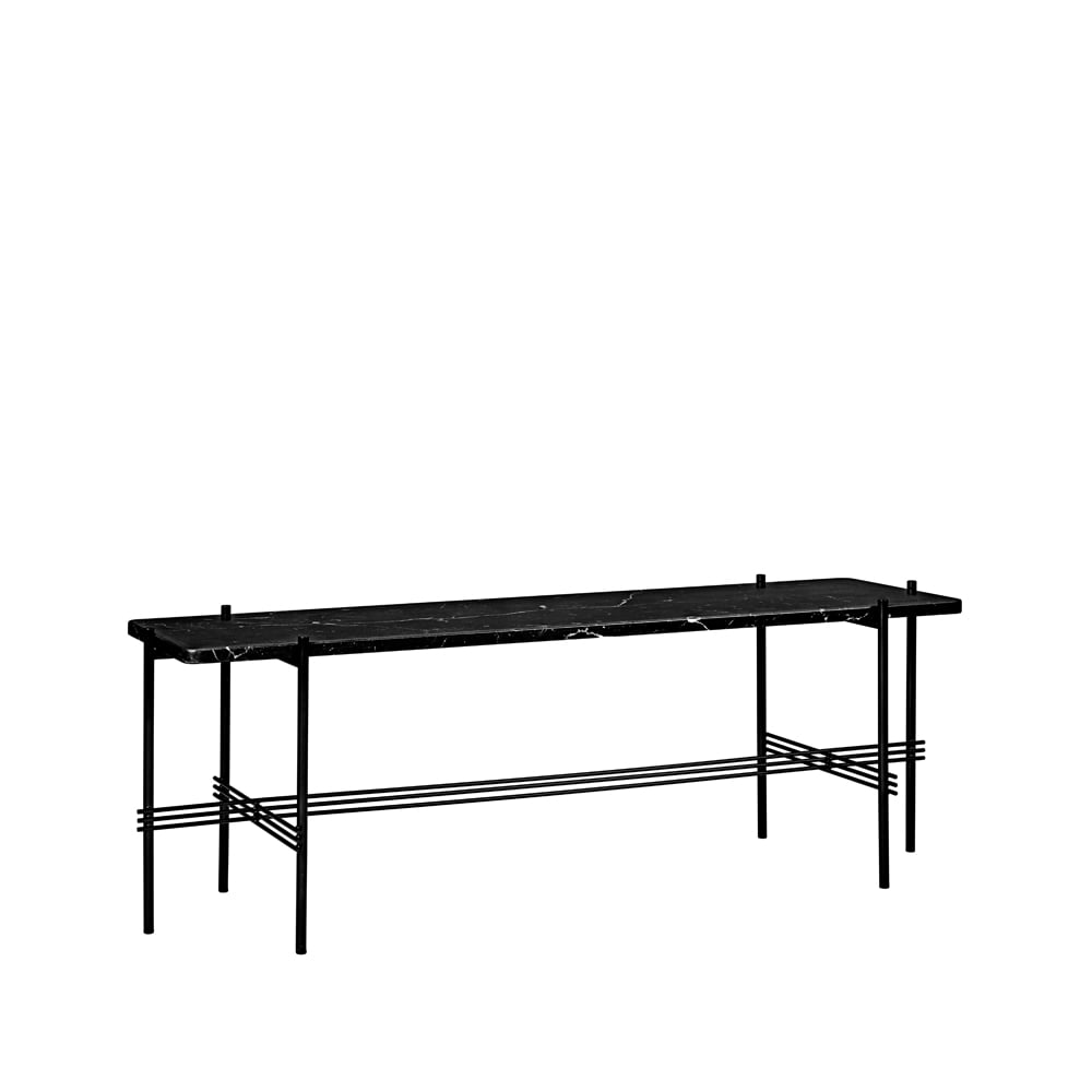 GUBI TS Console 1 Konsolentisch Marmor Schwarz, Schwarz lackiertes Gestell