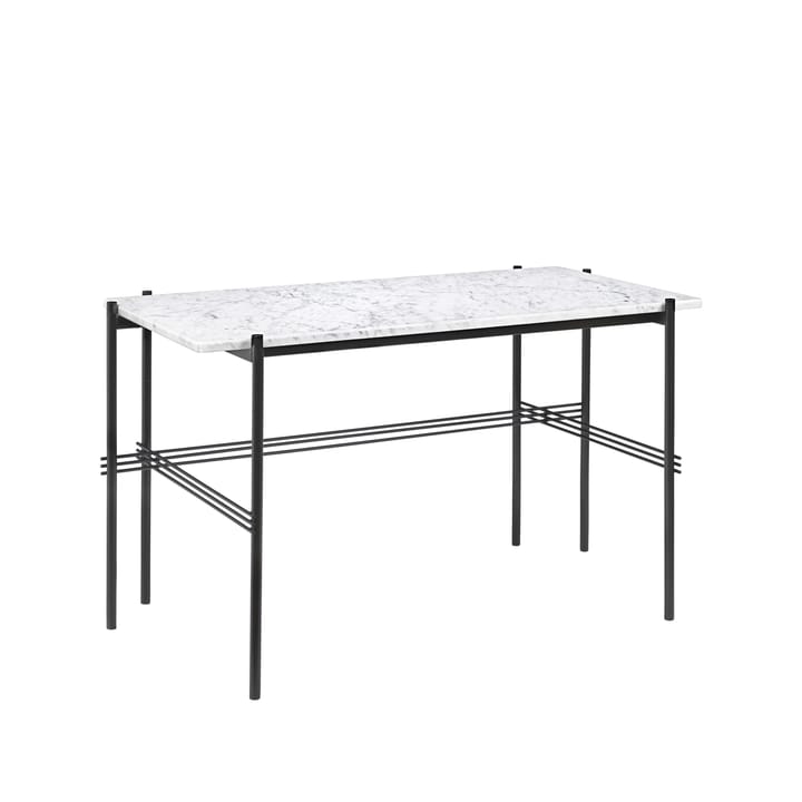 TS Desk Schreibtisch, Marble white, Stahl schwarz lackiert GUBI