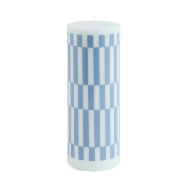 Column Candle Blockkerze large 25 cm - Light blue-dusty blue check - HAY