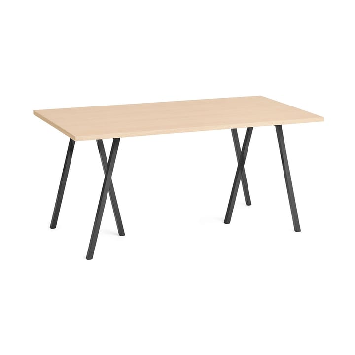 Loop Stand Esstisch 77,5x160 cm - Black-black linoleum-lacq. oak - HAY