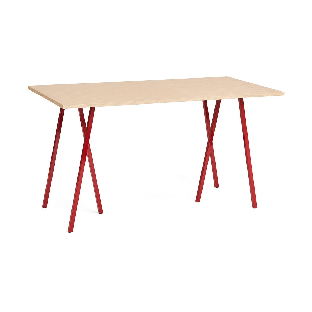 HAY Loop Stand Esstisch 87,5x180 cm Maroon red-clear lacq. oak