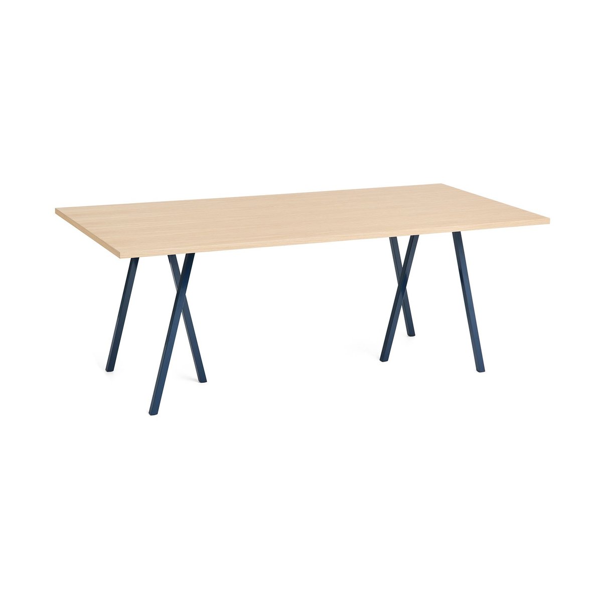 HAY Loop Stand Esstisch 92,5x200 cm Deep blue-clear lacq. oak