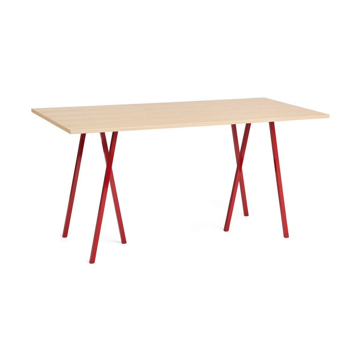 HAY Loop Stand Esstisch 92,5x200 cm Maroon red-clear lacq. oak