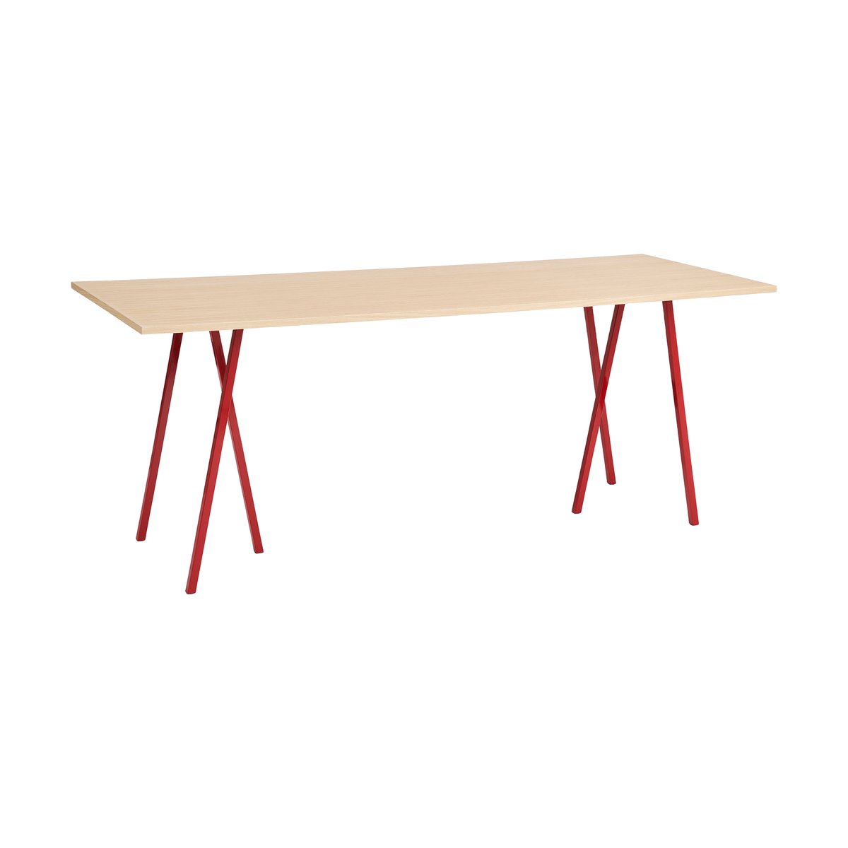 HAY Loop Stand Esstisch 92,5x250 cm Maroon red-clear lacq. oak