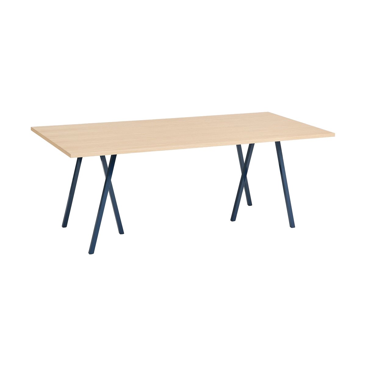 HAY Loop Stand incl. support Esstisch 92,5x200 cm Deep blue-clear lacq. oak