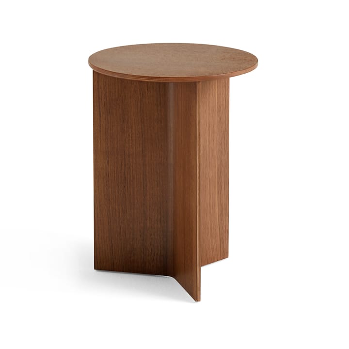 Slit high Beistelltisch Ø35 cm - Lacquered walnut - HAY