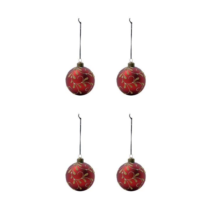 Flori Weihnachtskugel Ø8 cm 4er-Pack - Rot - House Doctor