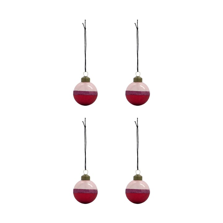 Gestreifte Weihnachtskugel Ø5 cm 4er-Pack, Rosa-rot House Doctor