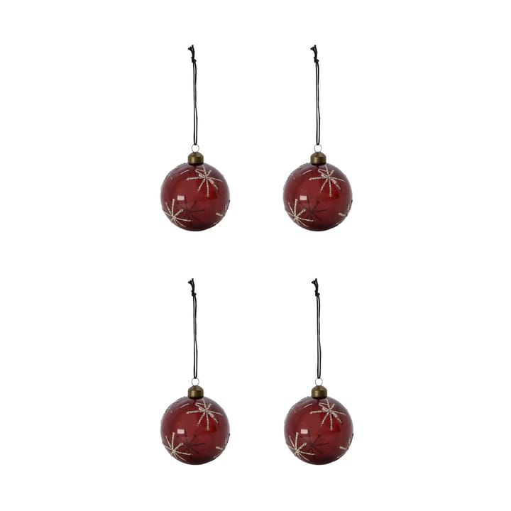 Star Weihnachtskugel Ø8 cm 4er-Pack - Bordeaux - House Doctor