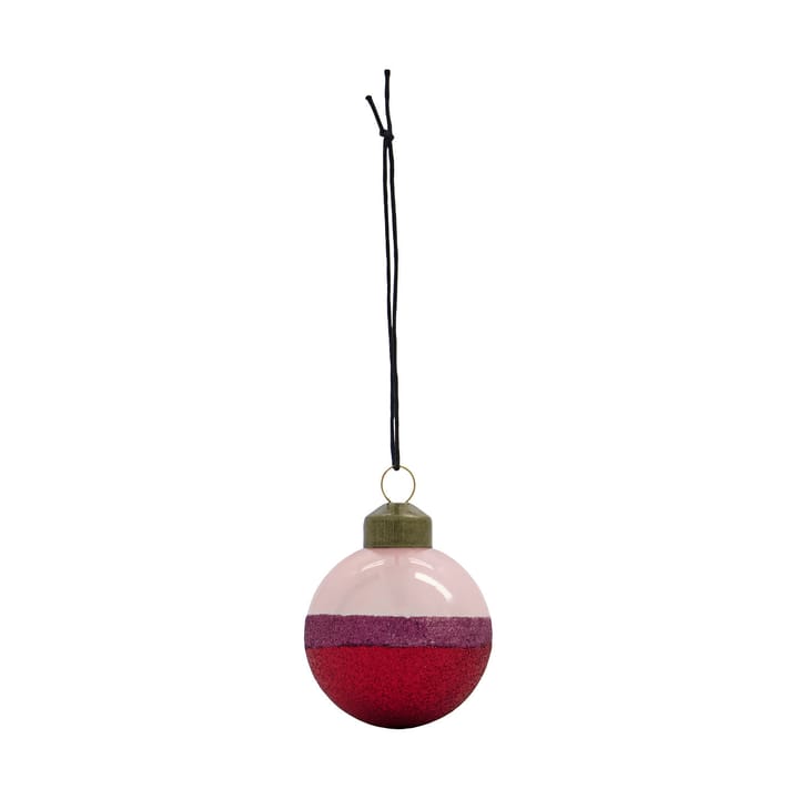 Stripe Weihnachtskugel Ø8 cm 4er-Pack, Rosa-rot House Doctor