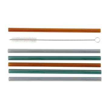 Vaca Glasstrohhalm 6er Pack - Green-grey-orange - House Doctor