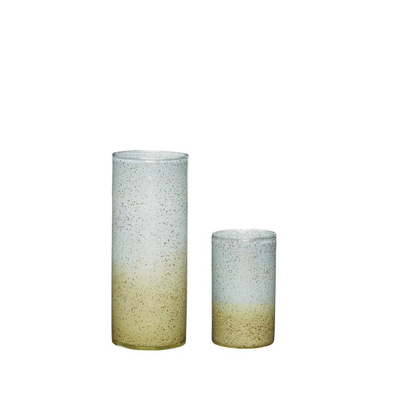 Hübsch Shimmer Vase 2er-Pack Blau-Glitter