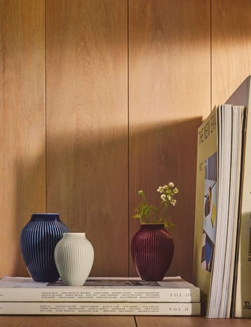 Knabstrup Vase geriffelt 3er Pack - Berry-sand-dark blue - Knabstrup Keramik