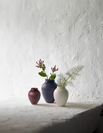 Knabstrup Vase geriffelt 3er Pack - Berry-sand-dark blue - Knabstrup Keramik