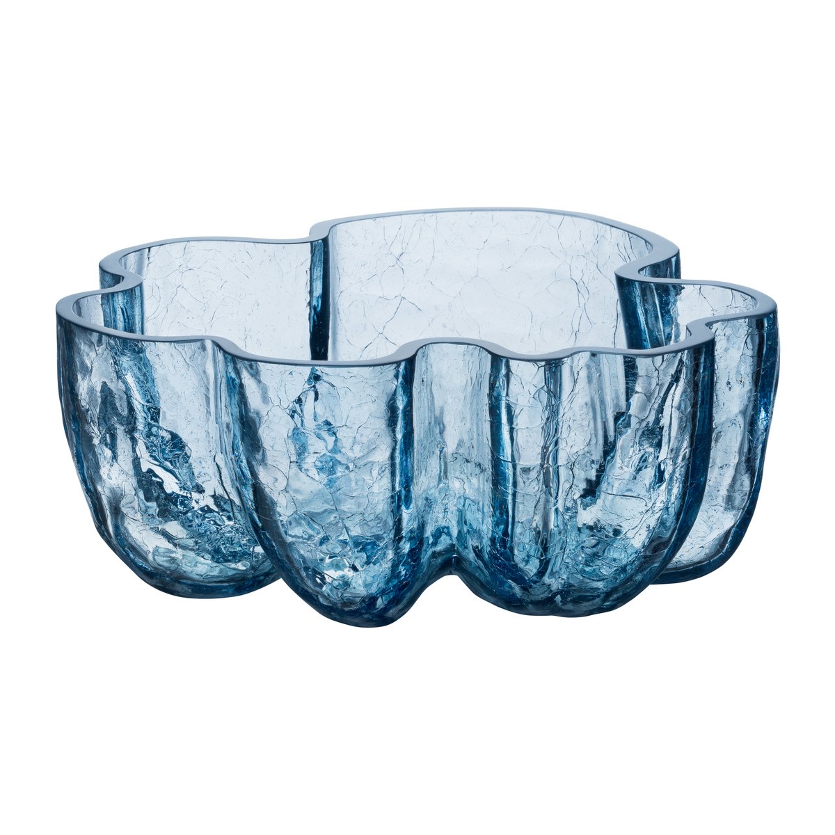 Kosta Boda Crackle Schale 10,5 cm Rundes Glas (Blau)