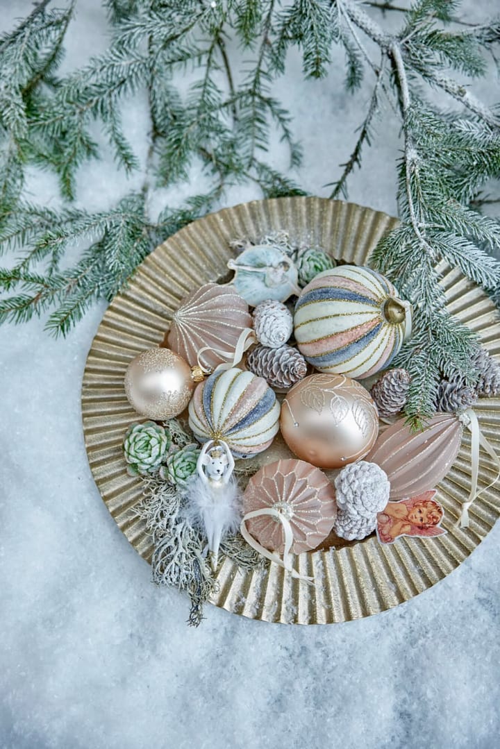 Cadelia Weihnachtskugel Ø8cm - Rose, Blatt - Lene Bjerre