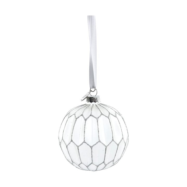 Navina Christbaumkugel rund Ø8cm, White-Silver Lene Bjerre