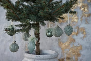 Norille Weihnachtskugel Ø9 cm - Dusty green gerillt - Lene Bjerre