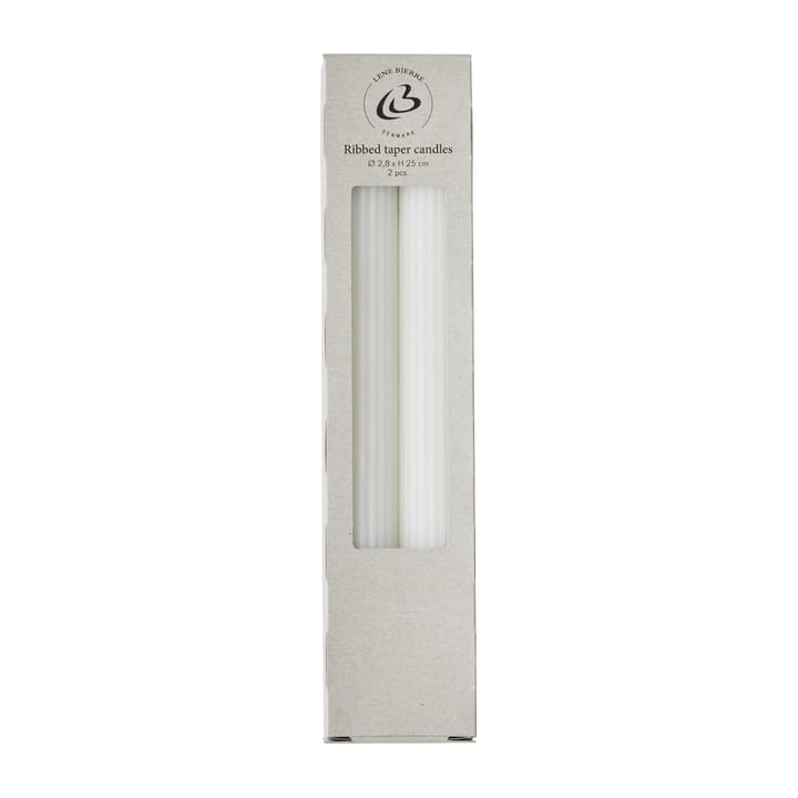 Ribbat Kerze 25cm 2er Pack, White Lene Bjerre