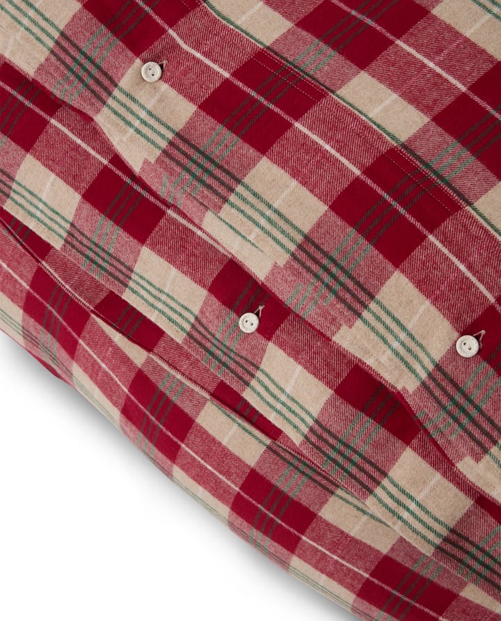 Checked Cotton Flanell Bettwäsche-Set, Rot-Beige-Grün-Weiß Lexington