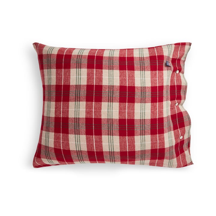 Checked Cotton Flanell Kopfkissenbezug 50x60 cm - Rot-Beige-Grün-Weiß - Lexington