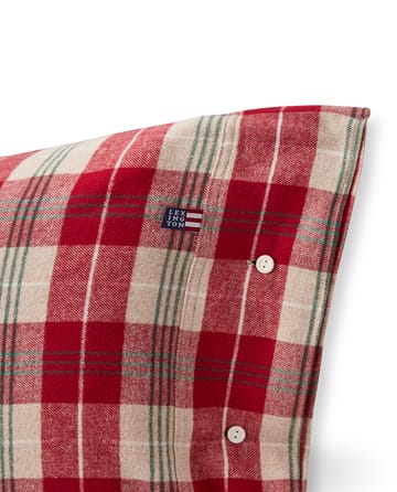 Checked Cotton Flanell Kopfkissenbezug 50x60 cm - Rot-Beige-Grün-Weiß - Lexington