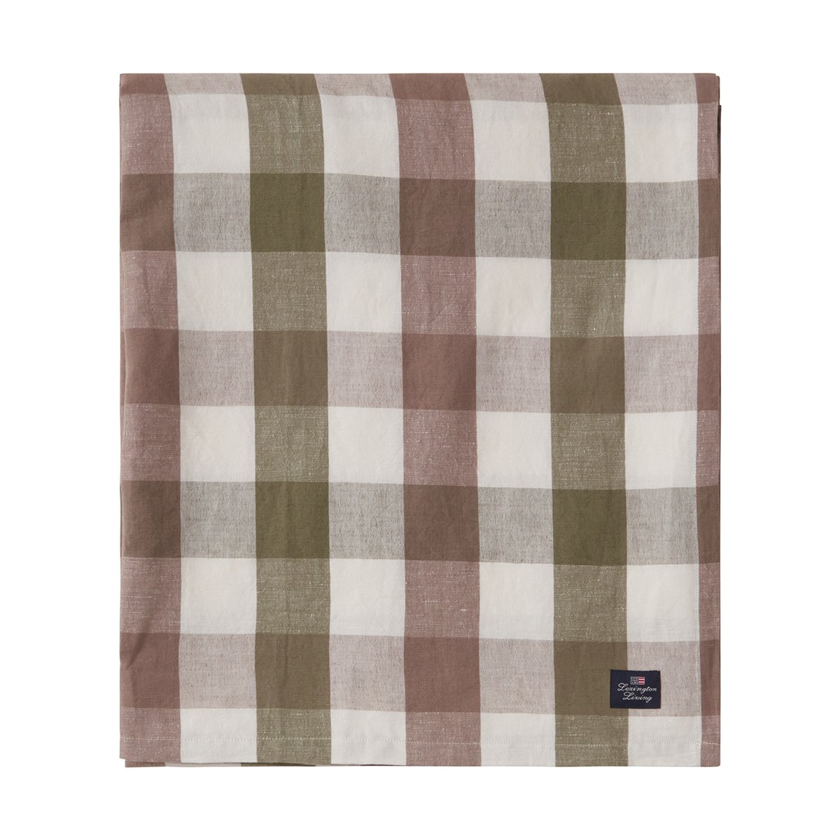 Lexington Checked Cotton Linen Tischdecke 150x350cm Olive