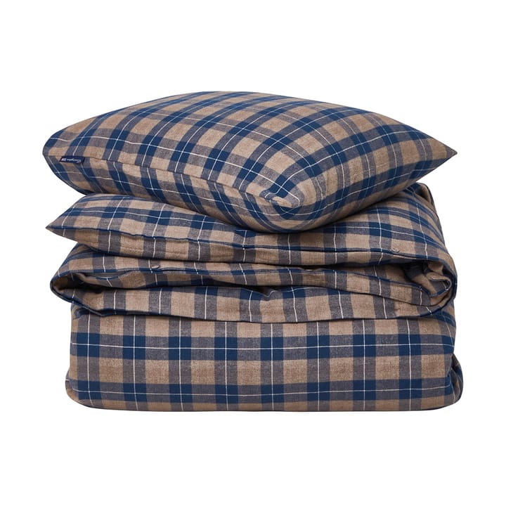 Checked Flanell-Bettwäsche 220x220 cm - Denim blue-beige - Lexington