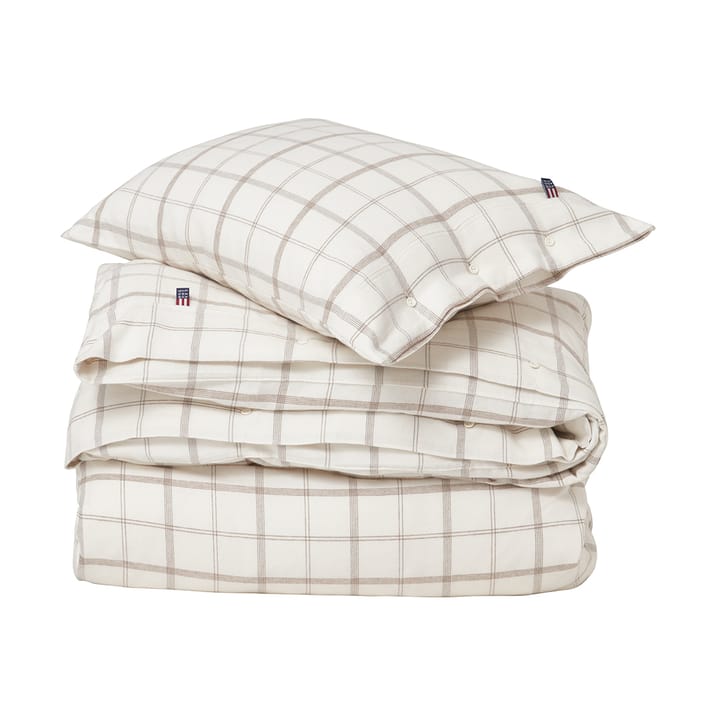 Checked Flanell-Bettwäsche 220x220 cm - White-brown - Lexington