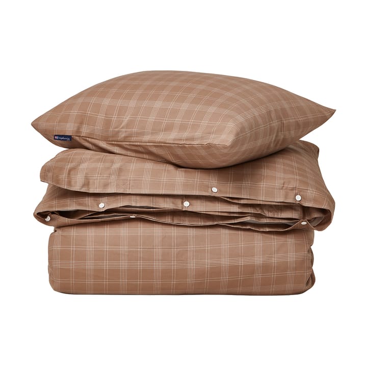 Checked Pin Point Oxford Bettwäsche-Set 150x210 cm - Brown - Lexington