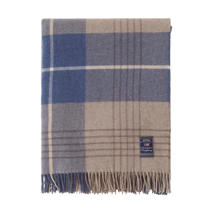 Checked Recycled Wool Decke 130 x 170cm - Denim blue-beige - Lexington