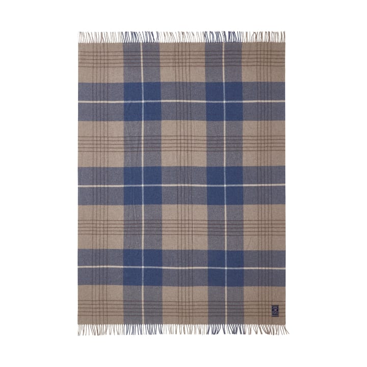 Checked Recycled Wool Decke 130 x 170cm, Denim blue-beige Lexington