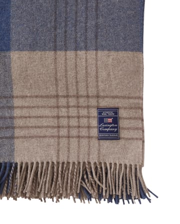 Checked Recycled Wool Decke 130 x 170cm - Denim blue-beige - Lexington