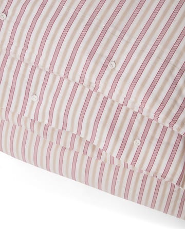 Dobby Striped Cotton Poplin Bettwäsche - Rot-Beige-Weiß - Lexington