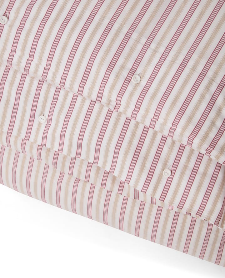 Dobby Striped Cotton Poplin Bettwäsche, Rot-Beige-Weiß Lexington