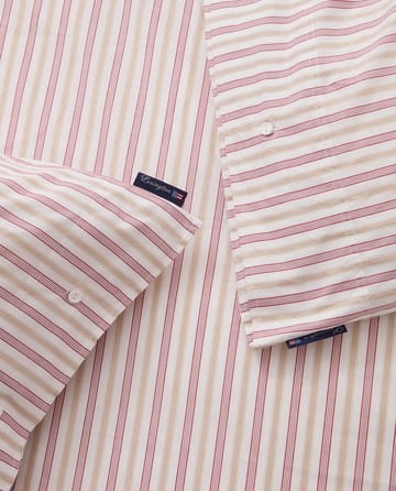 Dobby Striped Cotton Poplin Bettwäsche - Rot-Beige-Weiß - Lexington