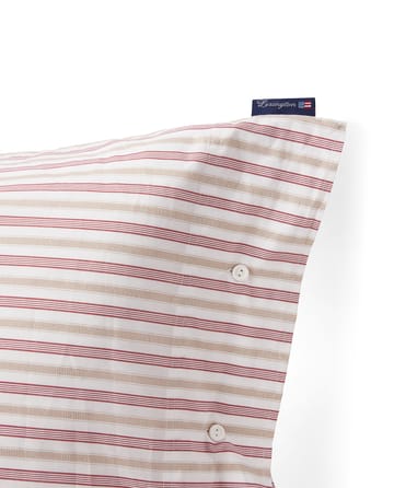 Dobby Striped Cotton Poplin Kissenbezug 50x60 cm - Rot-Beige-Weiß - Lexington