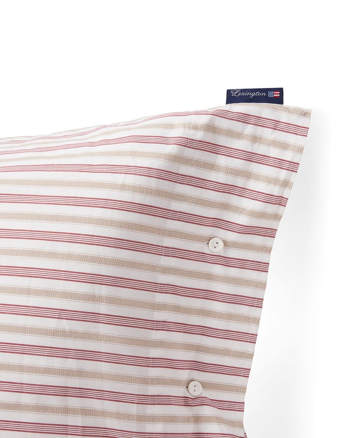 Dobby Striped Cotton Poplin Kissenbezug 50x60 cm, Rot-Beige-Weiß Lexington