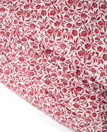 Flower Printed Cotton Satin Bettwäsche-Set - Weiß-Rot - Lexington