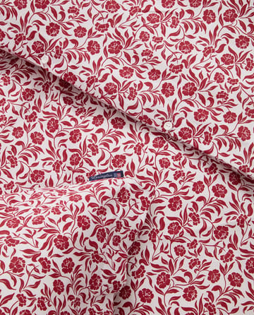 Flower Printed Cotton Satin Bettwäsche-Set - Weiß-Rot - Lexington