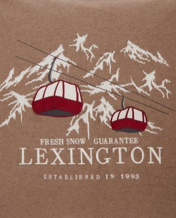 Fresh Snow Ski Lift Wool Mix Kissenbezug 50 x 50cm - Beige-white-red - Lexington