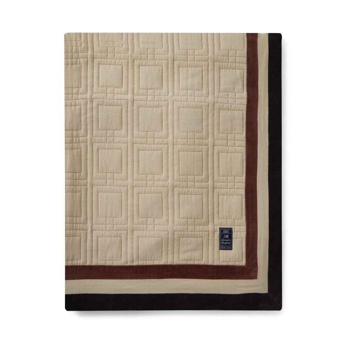 Lexington Graphic Quilted Organic Cotton Bettüberwurf 240x260cm Light beige-brown-dark gray