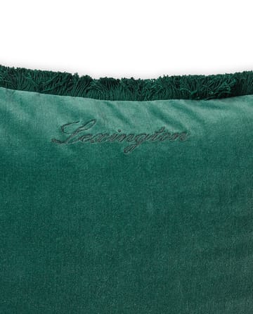 Organic Cotton Velvet Kissenbezug mit Fransen 50x50 cm - Grün - Lexington