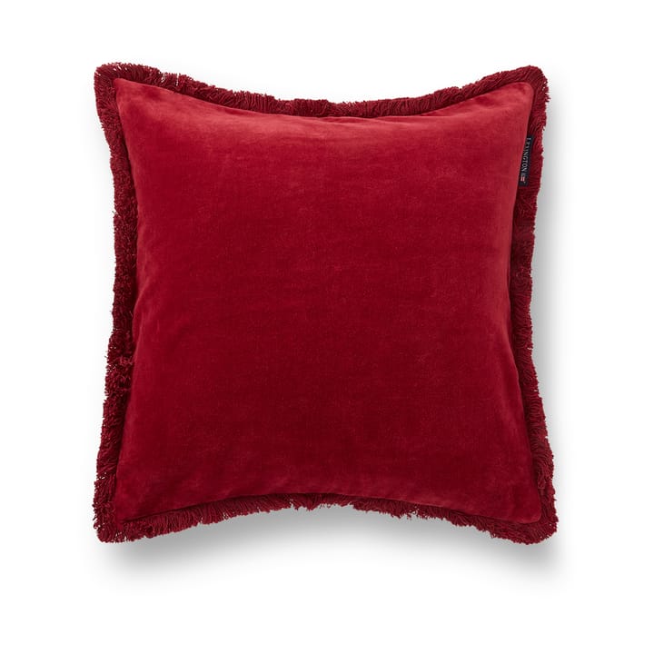 Organic Cotton Velvet Kissenbezug mit Fransen 50x50 cm - Rot - Lexington