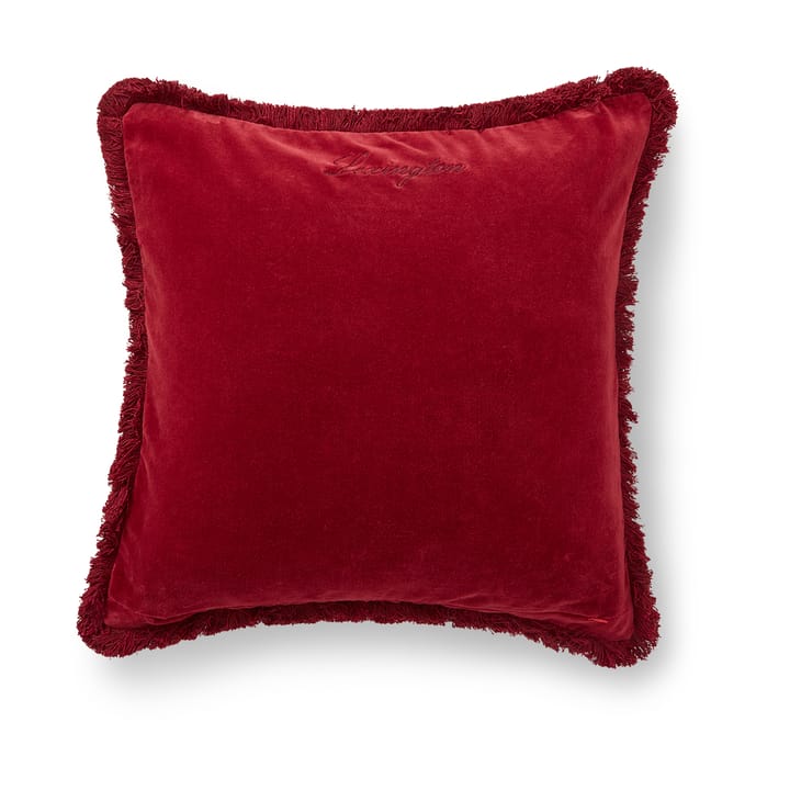 Organic Cotton Velvet Kissenbezug mit Fransen 50x50 cm, Rot Lexington