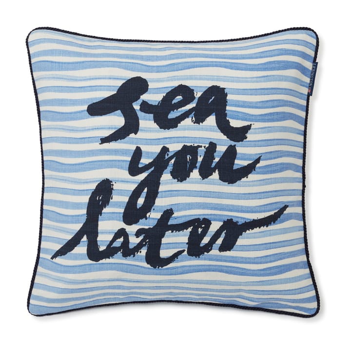 Sea You Later Cotton Canvas Kissenbezug 50 x 50cm, White-blue Lexington