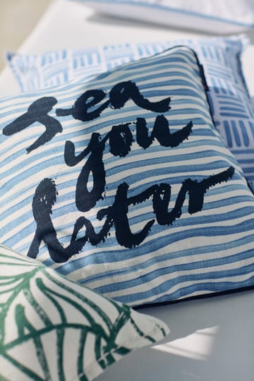 Sea You Later Cotton Canvas Kissenbezug 50 x 50cm - White-blue - Lexington