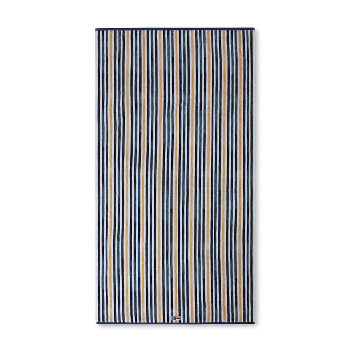 Striped Cotton Velour Badehandtuch 100 x 180cm, Blue-white-oat Lexington