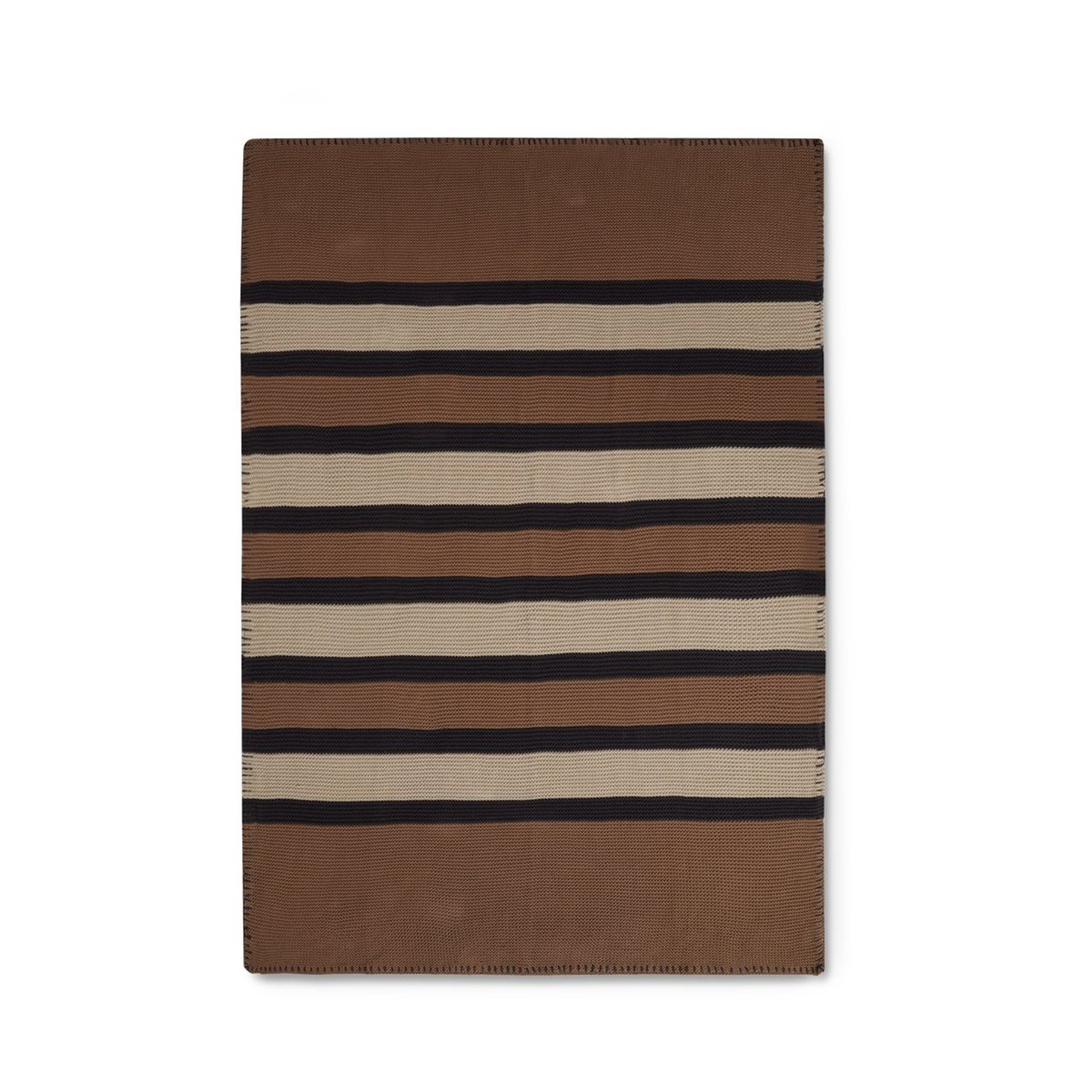 Lexington Striped Knitted Cotton Wolldecke 130x170cm Brown-beige-dark gray