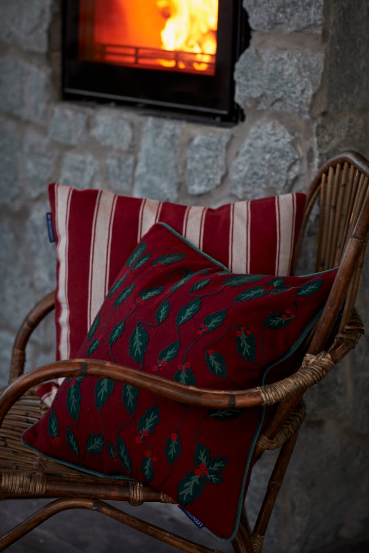 Structure Striped Linen Cotton Kissenbezug 50 x 50 cm - Red-beige - Lexington